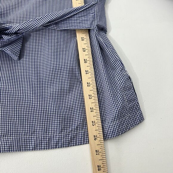 Banana Republic Gingham Tuck Sleeve Shirt Large Blue Tie Check Elevated Pairie - Picture 12 of 12